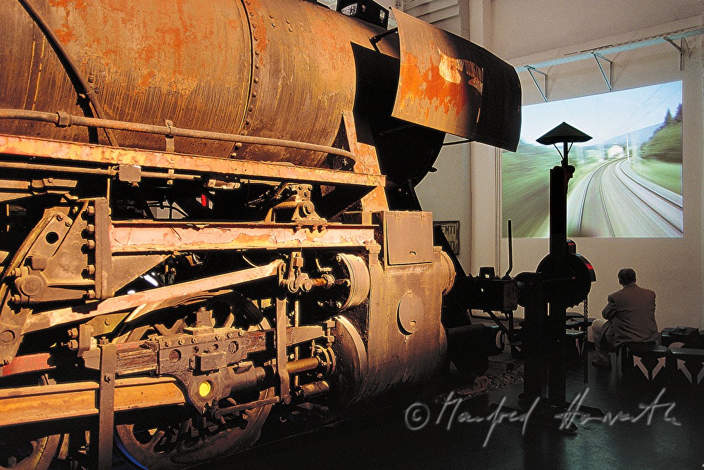 Installation mit Dampflokomotive