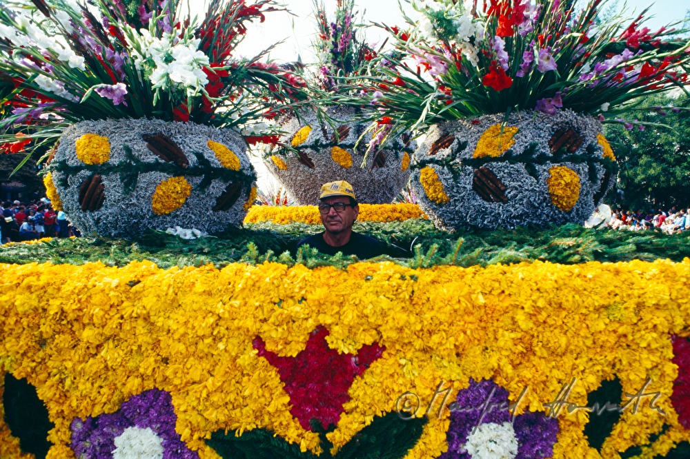 Umzugswagen beim Umzug des Blumenkarneval