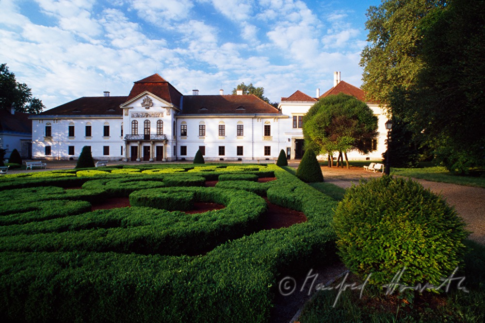 Buchsbaumhecke vor dem Schloßhotel Nagycenk