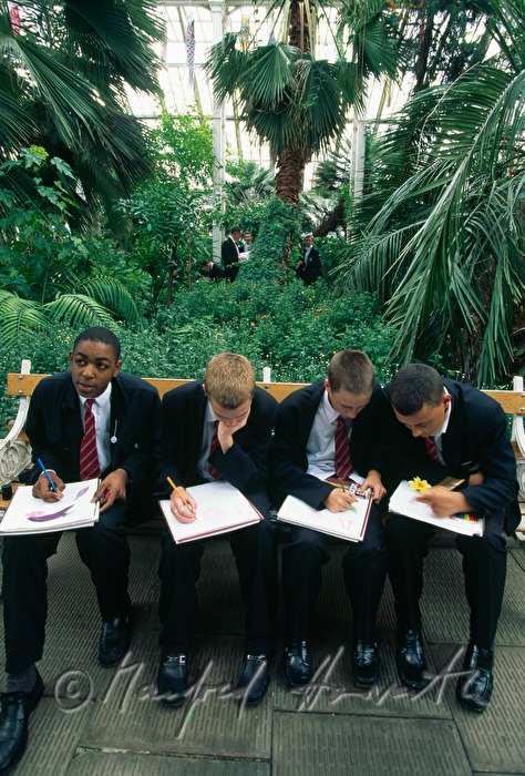 Palmenhaus, Schüler in Schuluniform