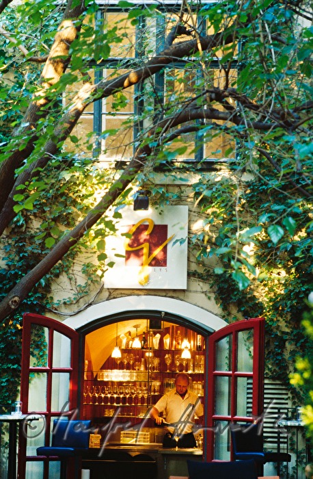 Blick vom Gastgarten in das Lokal Gergely's