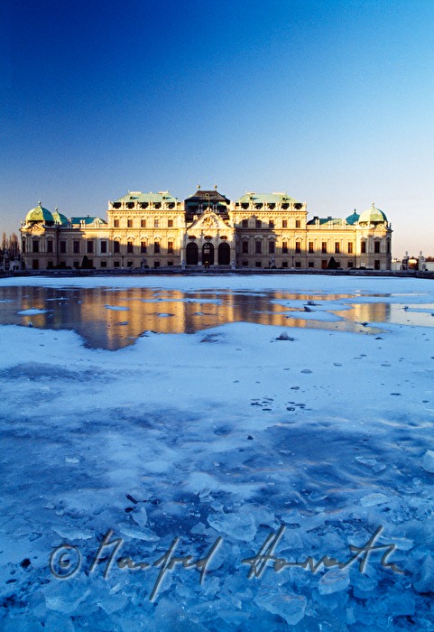 Oberes Belvedere, Spiegelung im Teich