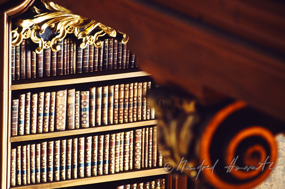 Bücher in einem Buchregal des Prunksaales