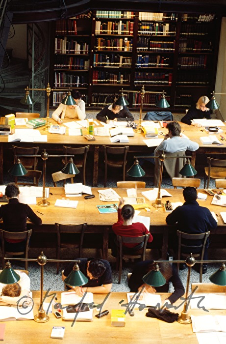 Studierende im Hauptlesesaal der Bibliothek