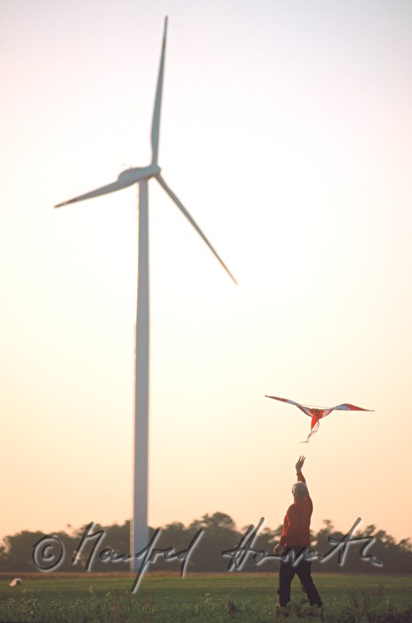 Drachen steigen lassen im Windpark