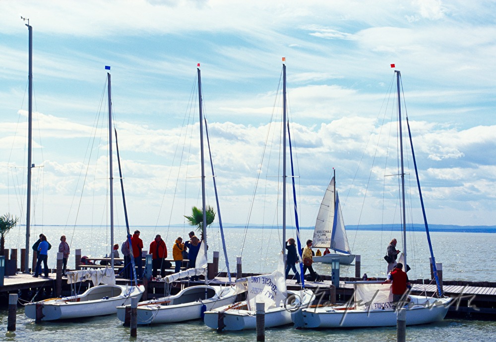 Steg und Segelboote bei der 