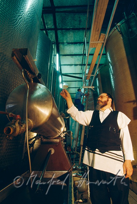 Rabbiner kontrolliert koschere Weinproduktion