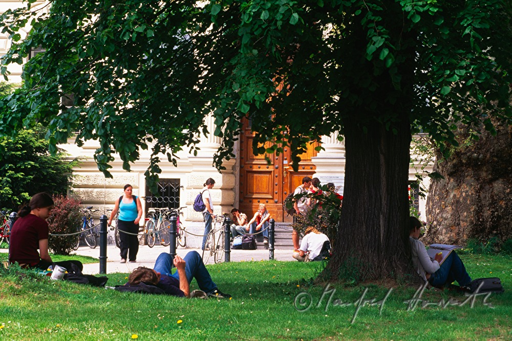 Sudenten im Park vor der Universität