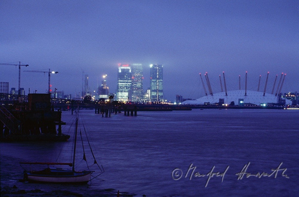Millenium Dome und Canary Wharf