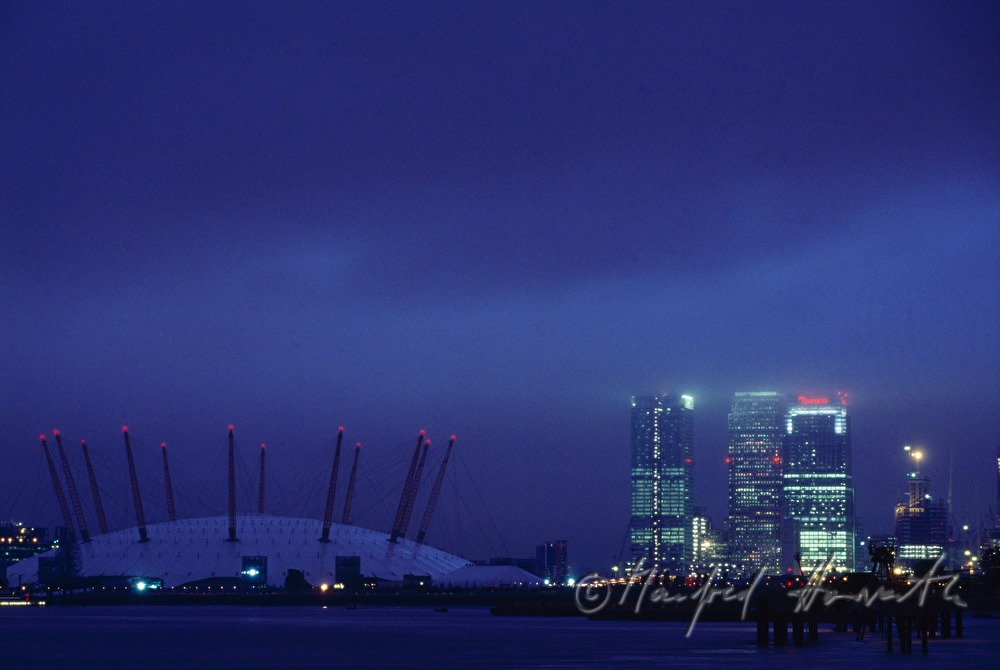 Millenium Dome und Canary Wharf