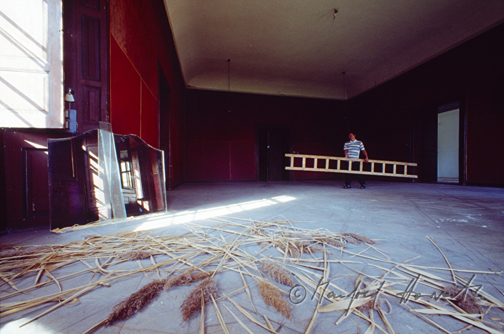Ballsaal mit Schilf am Boden