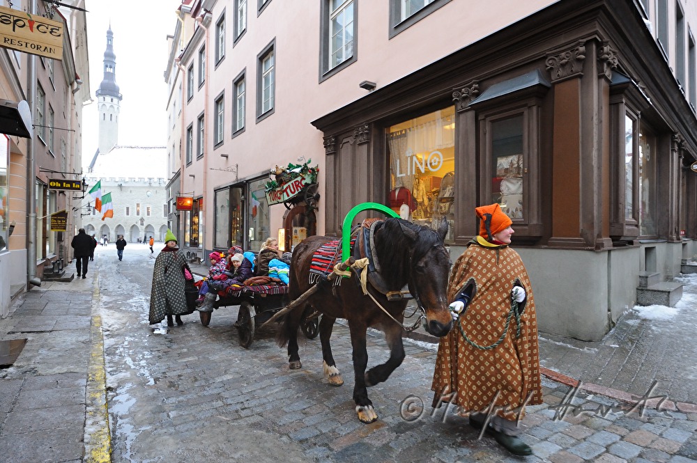 Pferdewagen mit Kindern auf dem Hauptplatz