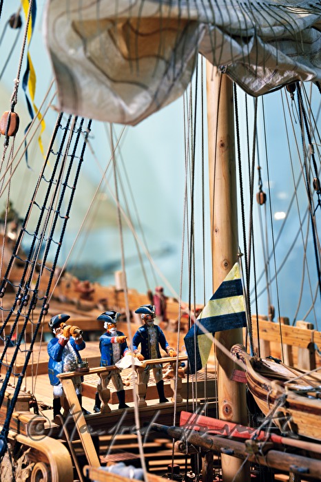 Detail des Modellschiffes der Fregatte Theresia