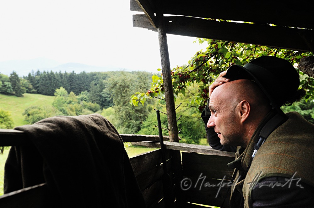 Jäger auf dem Hochstand