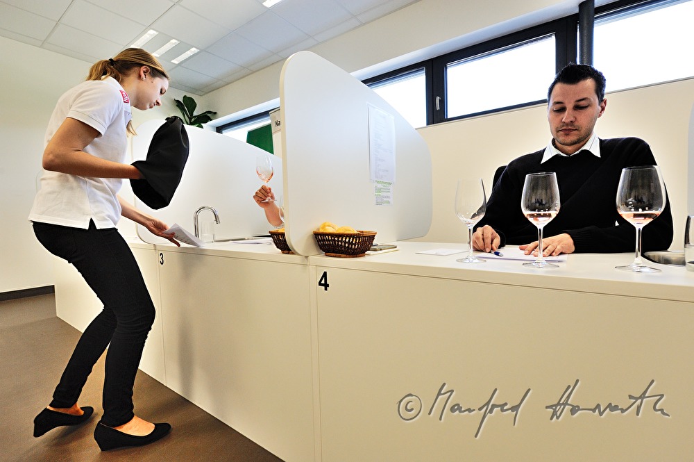 Weinverkostung von Rosé-Weinen durch eine Jury