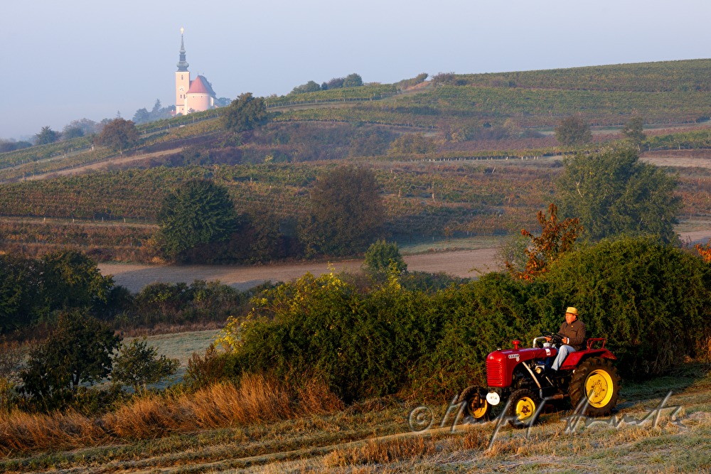 Sonntags-Oldtimer-Traktorfahrt durch die Landschaft
