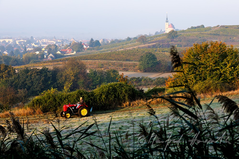 Sonntags-Oldtimer-Traktorfahrt durch die Landschaft
