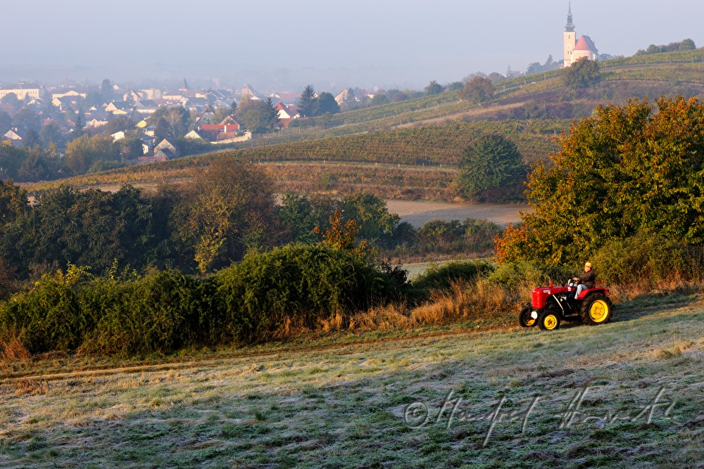 Sonntags-Oldtimer-Traktorfahrt durch die Landschaft