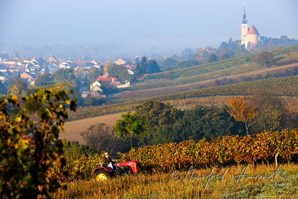 Sonntags-Oldtimer-Traktorfahrt durch die Landschaft