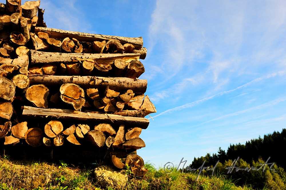 Holzstoss geschlichtet aus Meterscheiten