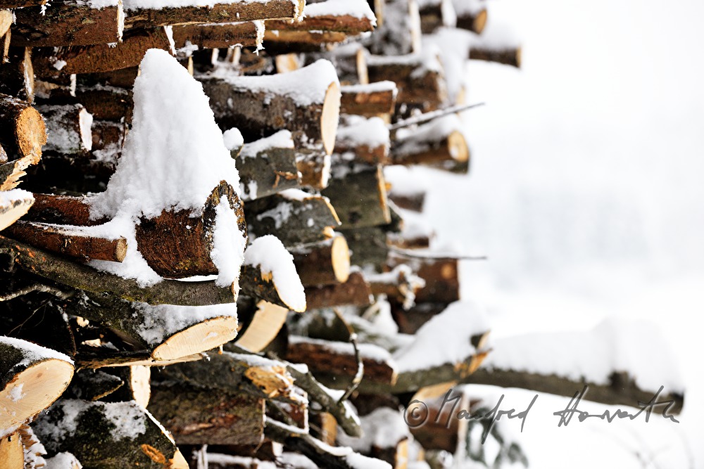 Holzstoss geschlichtet aus Meterscheiten