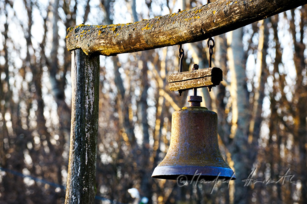historische Glocke bei der ehemaligen Fähre Orth-Haslau