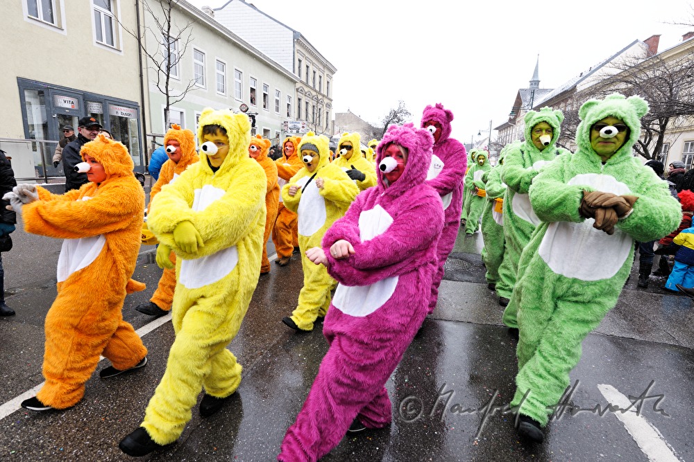 Bären tanzen  Gangnam style beim Faschingsumzug