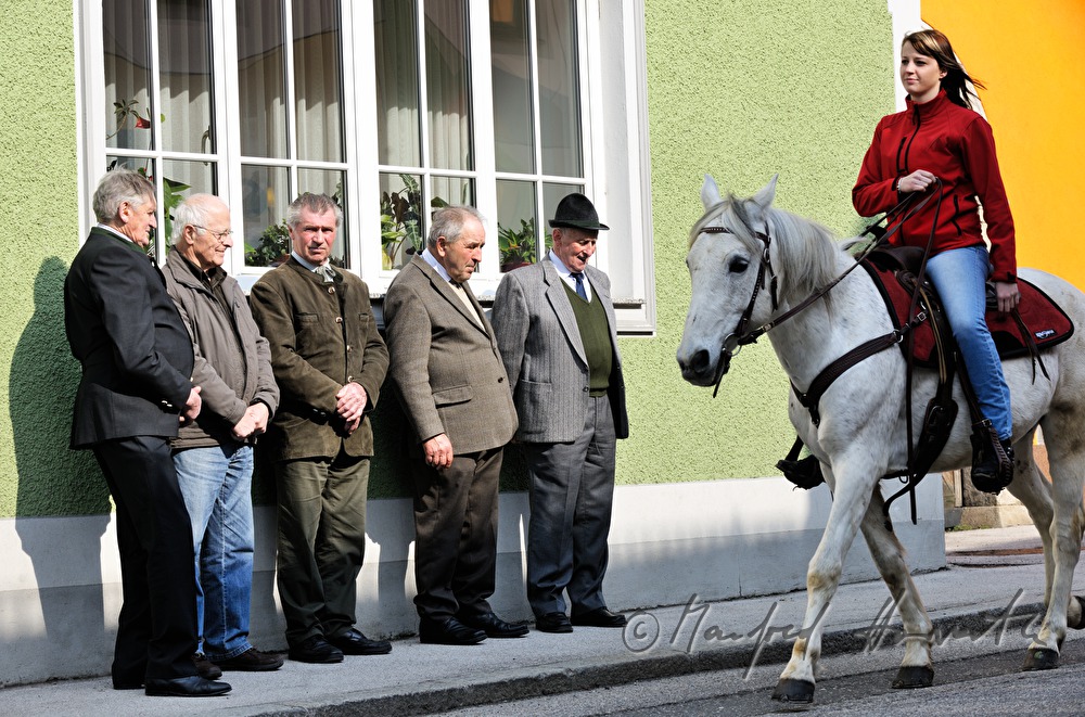 Zuseher bei der Pferdewallfahrt (Georgiritt)
