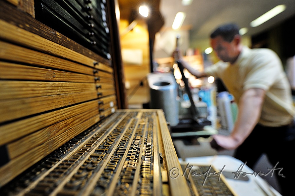 Lettern in der Werkstatt des Buchbinders Ernst Gstettenhofer