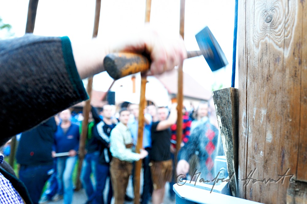 Maibaumaufstellen beim Dorfmuseum am 1. Mai