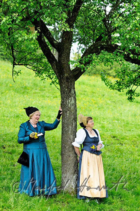 Zusammentreffen von Frauen in Wachauer und Mostviertler Tracht