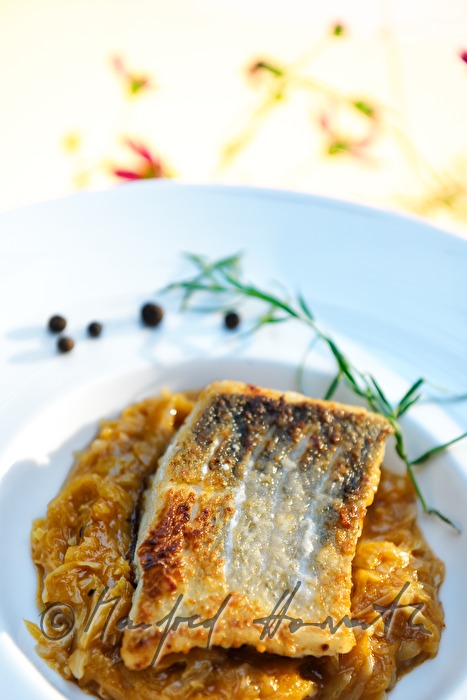 Fischgericht: Zander mit Paprikakraut