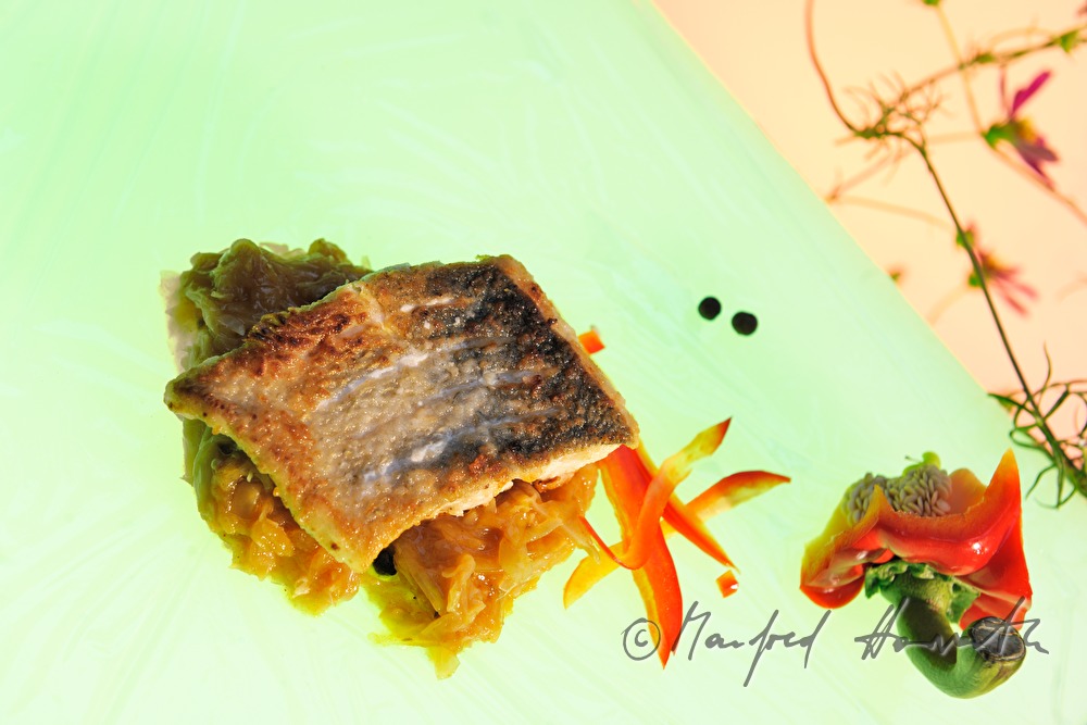 Fischgericht: Zander mit Paprikakraut