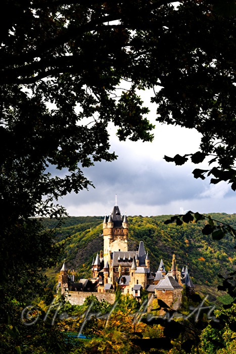 Reichsburg Cochem auf der Spitze eines Weinberges