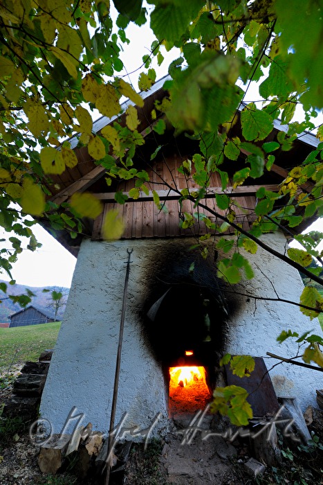 Herstellung von Kletzen aus Birnen in der Dörrhütte