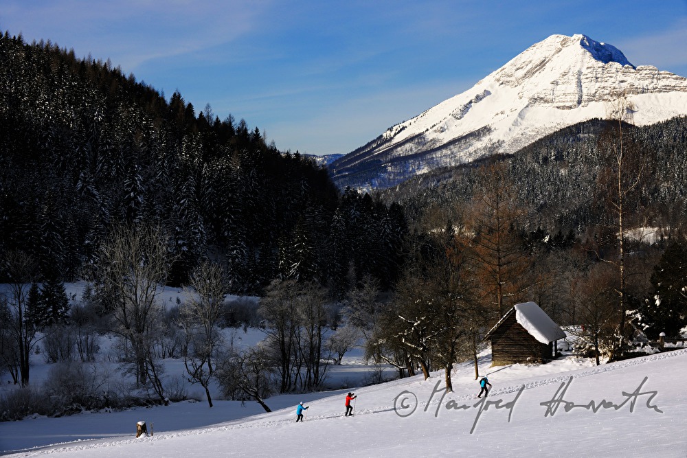 Langlauf-Loipe von Annaberg mit Blick zum Ötscher