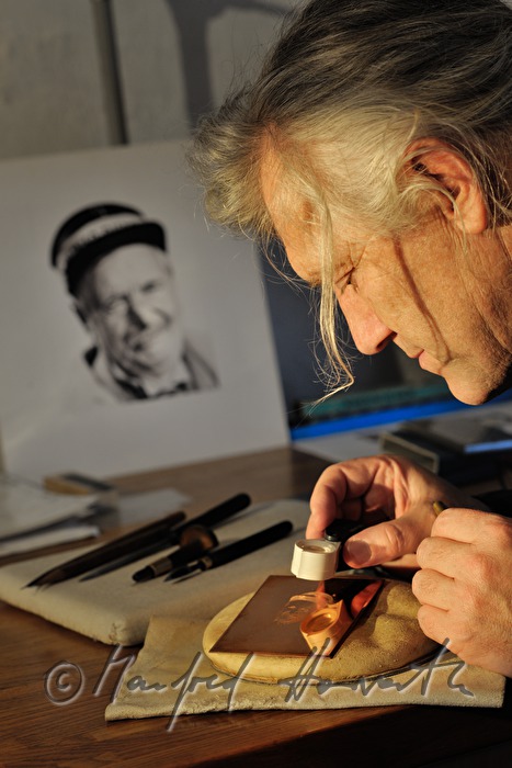 Kupferstich vob Hans Moser für Herstellung einer Briefmarke