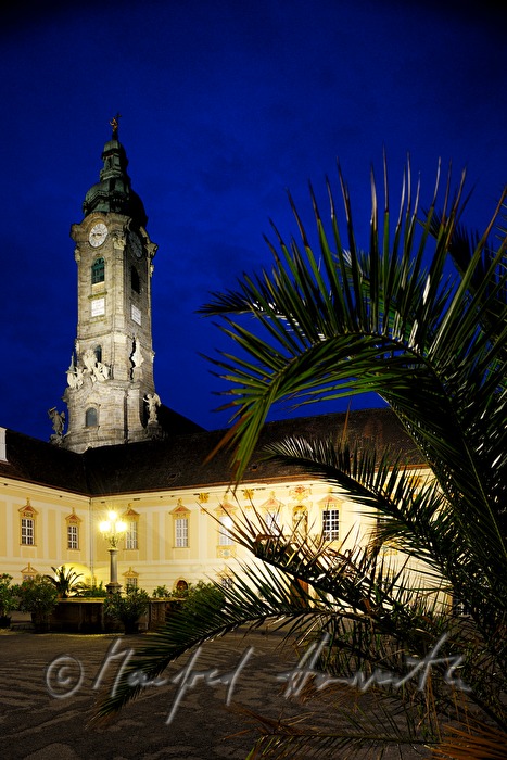 Innenhof mit Stiftskirche und Palme