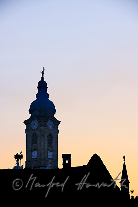 Kirchturm der Stiftskirche und Storchennest