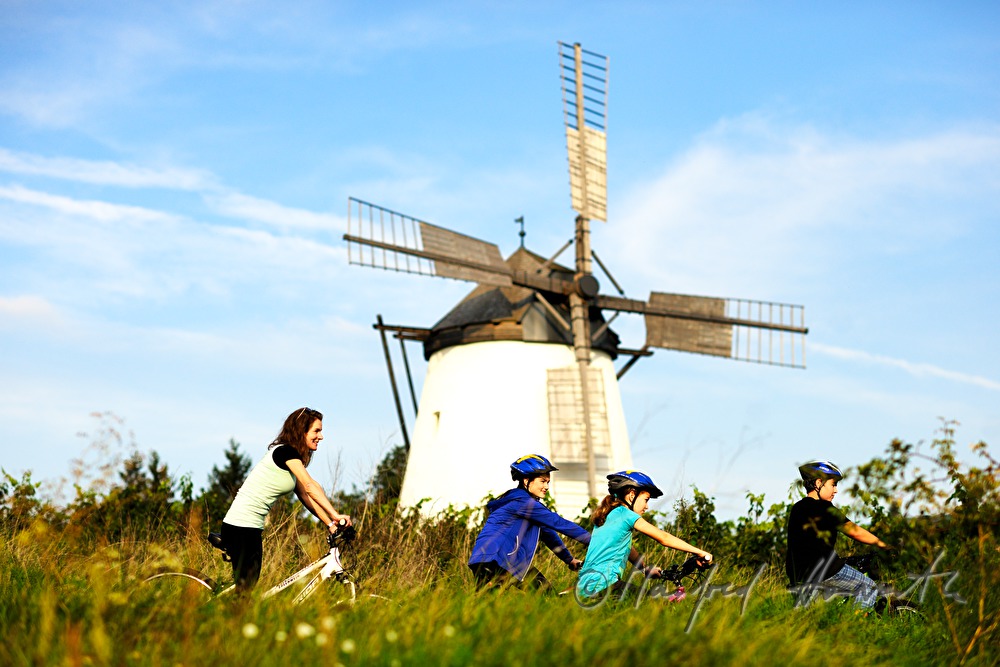 Radfahrer bei der Windmühle