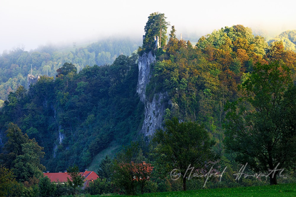 Burgruine Losenstein auf dem Burgfelsen (Dolomitfelsen)