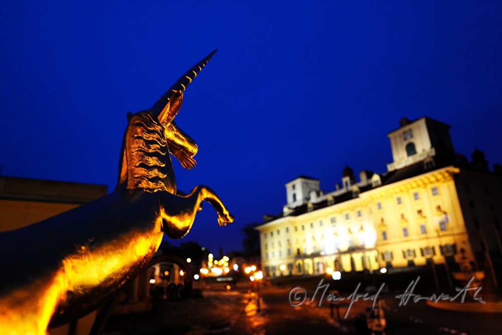 goldenes Zunftzeichen (Einhorn )und Schloss Esterhazy