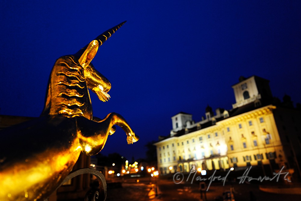 goldenes Zunftzeichen (Einhorn )und Schloss Esterhazy