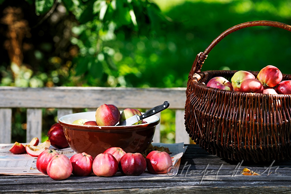 Schneiden von Äpfeln für Trockenobst