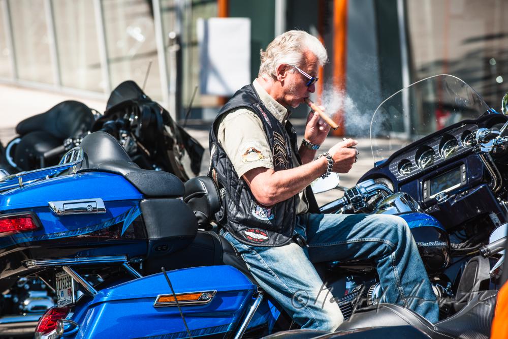 Teilnehmer am Harley Davidson-Motorradtreffen