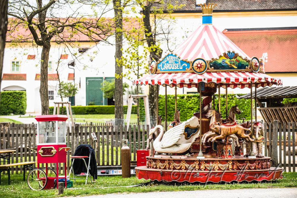 Ringelspiel im Garten bei der Feier zum 1.Mai