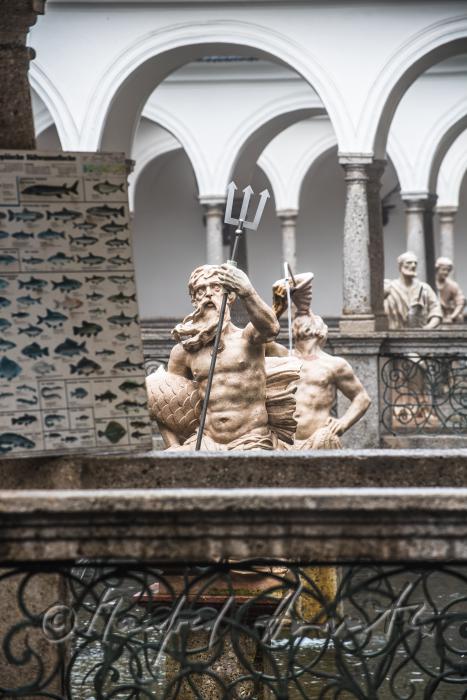 Barocke Statue des Neptun im Fischkalter